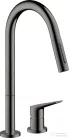 Hansgrohe AX Citterio M 2 üléses mosogató csaptelep kihúzható zuhanyfejjel, DN15, polírozott fekete króm 34822330