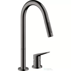   Hansgrohe AX Citterio M 2 üléses mosogató csaptelep kihúzható zuhanyfejjel, DN15, polírozott fekete króm 34822330