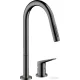 Hansgrohe AX Citterio M 2 üléses mosogató csaptelep kihúzható zuhanyfejjel, DN15, polírozott fekete króm 34822330
