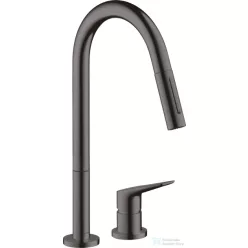   Hansgrohe AX Citterio M 2 üléses mosogató csaptelep kihúzható zuhanyfejjel, DN15, szálcsiszolt fekete króm 34822340