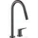 Hansgrohe AX Citterio M 2 üléses mosogató csaptelep kihúzható zuhanyfejjel, DN15, szálcsiszolt fekete króm 34822340