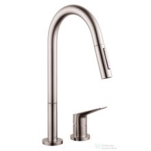   Hansgrohe AX Citterio M 2-lyukú konyhai csaptelep, kihúzható zuhanyfejjel DN15,  rozsdamentes acél hatású 34822800