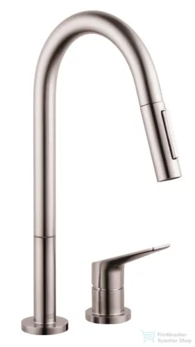 Hansgrohe AX Citterio M 2-lyukú konyhai csaptelep, kihúzható zuhanyfejjel DN15,  rozsdamentes acél hatású 34822800