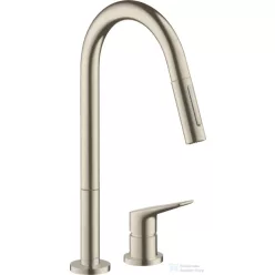  Hansgrohe AX Citterio M 2 üléses mosogató csaptelep kihúzható zuhanyfejjel, DN15, szálcsiszolt nikkel 34822820