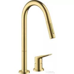   Hansgrohe AX Citterio M 2 üléses mosogató csaptelep kihúzható zuhanyfejjel, DN15, szálcsiszolt sárgaréz 34822950