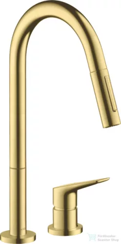 Hansgrohe AX Citterio M 2 üléses mosogató csaptelep kihúzható zuhanyfejjel, DN15, szálcsiszolt sárgaréz 34822950