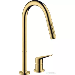   Hansgrohe AX Citterio M 2 üléses mosogató csaptelep kihúzható zuhanyfejjel, DN15, polírozott arany hatású 34822990