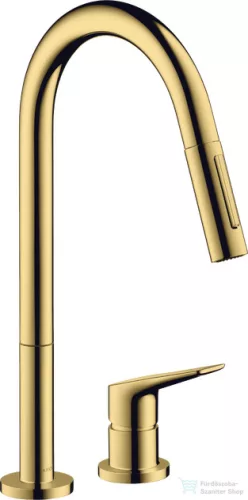 Hansgrohe AX Citterio M 2 üléses mosogató csaptelep kihúzható zuhanyfejjel, DN15, polírozott arany hatású 34822990