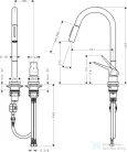Hansgrohe AX Citterio M 2 üléses mosogató csaptelep kihúzható zuhanyfejjel, DN15, polírozott arany hatású 34822990