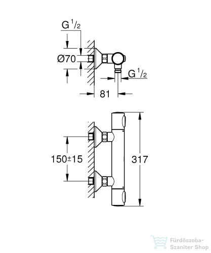 Grohe PRECISION FLOW termosztátos zuhany csaptelep zuhanyszett nélkül,króm 34840000