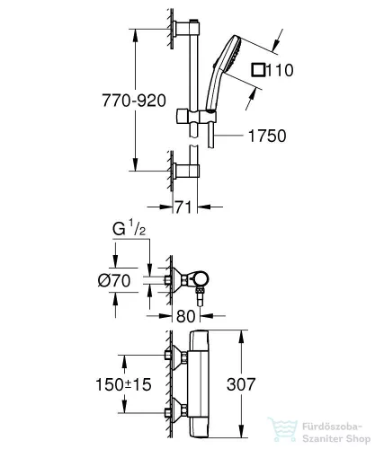 Grohe PRECISION TREND termosztátos zuhany csaptelep zuhanyszettel,króm 34855003