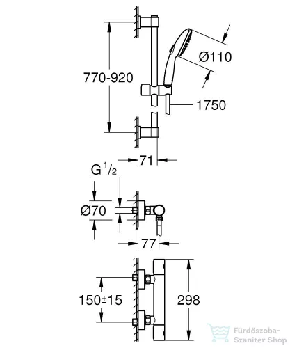 Grohe PRECISION GET termosztátos zuhany csaptelep zuhanyszettel,króm 34857000