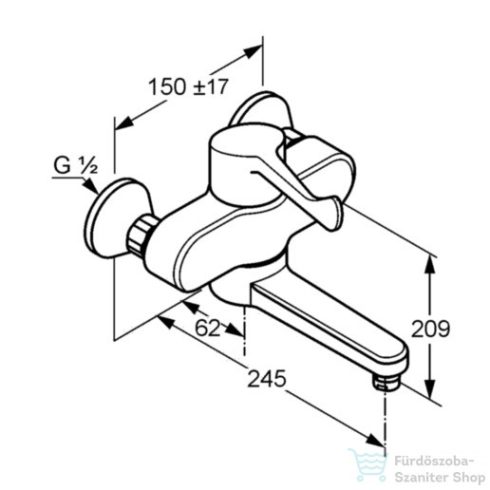 Kludi MEDI CARE orvosi fali mosdó csaptalep, leeresztő nélkül, króm 349200524