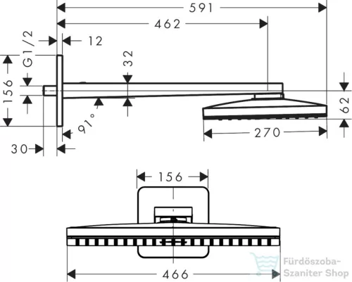 Hansgrohe AXOR fejzuhany 460/300 1jet zuhanykarral 450 mm, softcube rozetta 35274000