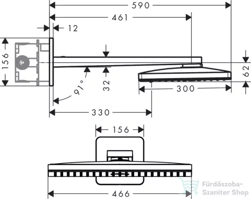 Hansgrohe AXOR fejzuhany 460/300 2jet zuhanykarral 450 mm/ softcube rozetta 35275000