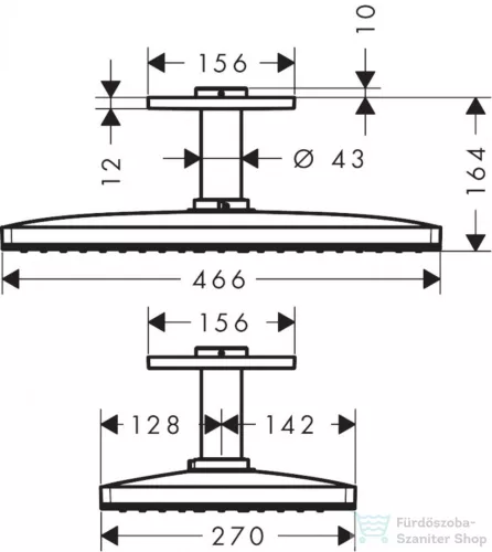 Hansgrohe AXOR SHOWERSOLUTIONS fejzuhany 460/300 1jet mennyezeti csatlakozással 100 mm, króm 35277000