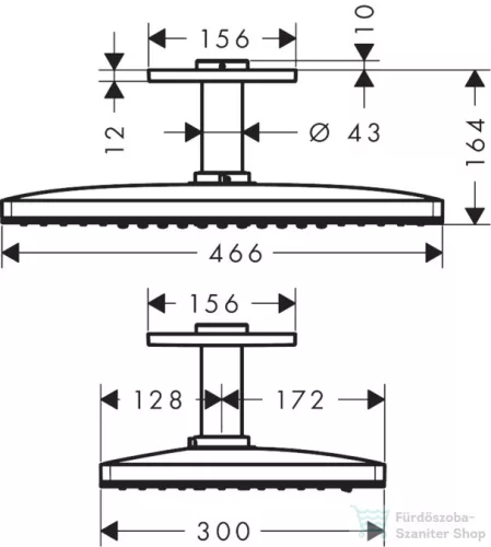 Hansgrohe AXOR fejzuhany 460/300 3jet mennyezeti csatlakozással 100 mm 35281000