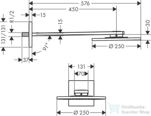 Hansgrohe AXOR SHOWERSOLUTIONS 250 fejzuhany zuhanykarral,1 jet, króm 35284000
