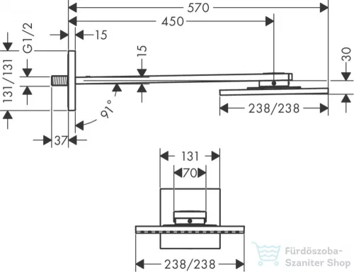 Hansgrohe AXOR SHOWERSOLUTIONS 250/250 fejzuhany zuhanykarral,1 jet, króm 35306000