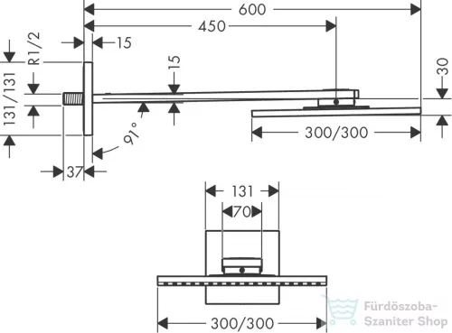 Hansgrohe AXOR SHOWERSOLUTIONS 300/300 fejzuhany zuhanykarral,1 jet,szálcsiszolt bronz 35314140