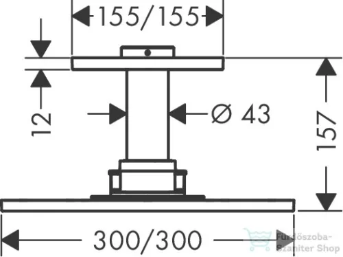 Hansgrohe AXOR SHOWERSOLUTIONS 30x30 cm-es 2 funkciós mennyezeti fejzuhany zuhanykarral,szálcsiszolt fekete króm 35320340