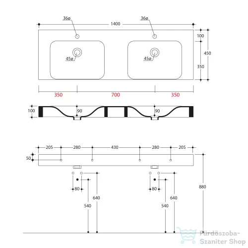 Sapho KERASAN CENTO Duplamosdó 140x45 cm 353601