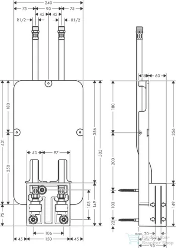 Hansgrohe AXOR alaptest mennyezetbe szerelhető fejzuhanyhoz 35363180