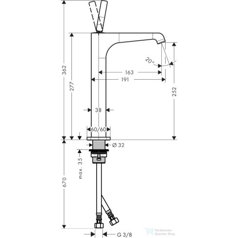 Hansgrohe AXOR CITTERIO E magasított mosdó csaptelep nem zárható leeresztővel,matt fekete 36104670