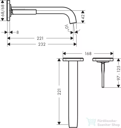 Hansgrohe AXOR Citterio E Falsík alatti mosdó csaptelep nem zárható leeresztővel,szálcsiszolt fekete króm 36106340