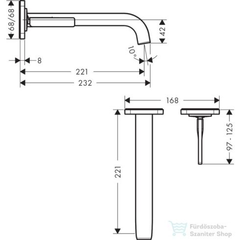 Hansgrohe AXOR Citterio E Falsík alatti mosdó csaptelep nem zárható leeresztővel,polírozott arany hatású 36106990