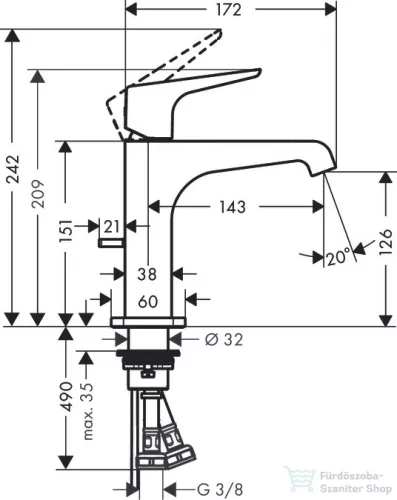 Hansgrohe AXOR CITTERIO E egykaros mosdó csaptelep 150, automata leeresztővel, króm 36110000