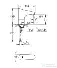 Grohe Europlus E elektromos mosdó csaptelep keverőegység nélkül,6V,Króm 36208001