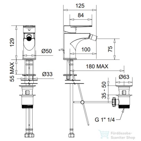 Bugnatese CENTURY Eco bidet csaptelep automata leeresztővel,króm 3623ECR