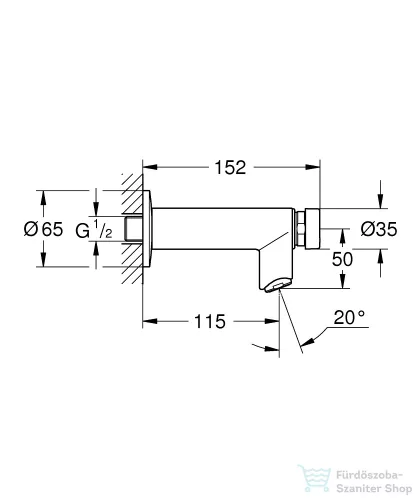 Grohe EUROECO COSMOPOLITAN T önelzáró fali mosdó csaptelep leeresztő nélkül,Króm 36266000