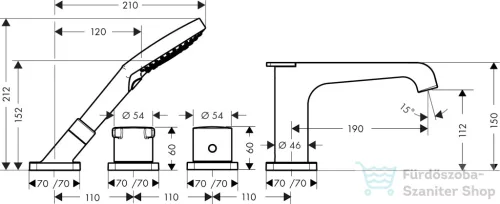 Hansgrohe AXOR Citterio E 4 üléses termosztátos kádtöltő csaptelep zuhanyszettel,szálcsiszolt nikkel 36410820