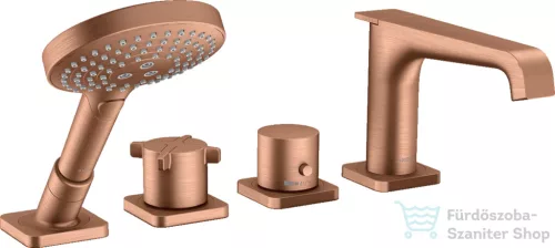 Hansgrohe AXOR CITTERIO 4 üléses peremre szerelhető termosztátos kádtöltő csaptelep,szálcsiszolt vörös arany hatású 36411310