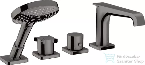 Hansgrohe AXOR CITTERIO 4 üléses peremre szerelhető termosztátos kádtöltő csaptelep,polírozott fekete króm 36411330