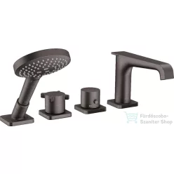   Hansgrohe AXOR CITTERIO 4 üléses peremre szerelhető termosztátos kádtöltő csaptelep,szálcsiszolt fekete króm 36411340