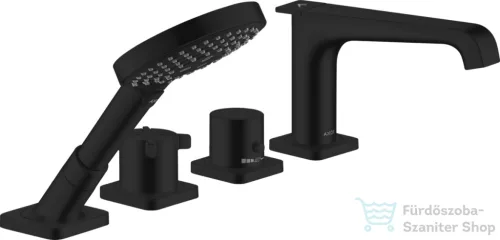 Hansgrohe AXOR CITTERIO 4 üléses peremre szerelhető termosztátos kádtöltő csaptelep,matt fekete 36411670