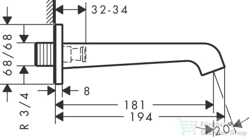 Hansgrohe AXOR Citterio E 18 cm-es kádtöltő,matt fekete 36425670