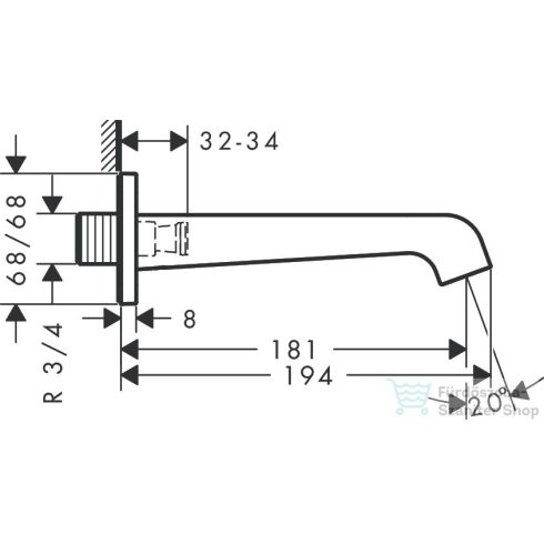 Hansgrohe AXOR Citterio E 18 cm-es kádtöltő,polírozott arany hatású 36425990
