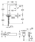 Grohe EUROCUBE E elektromos mosdócsaptelep 1/2″, keverőegységgel,állítható hőmérséklet korlátozóval,230V Króm 36440000