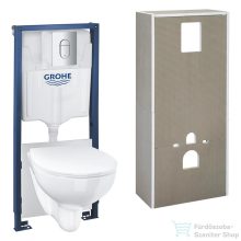   Grohe SOLIDO falra szerelhető WC szett, Bau Ceramic wc és soft close ülőkével, Grohe Arena króm nyomólappal 36531000