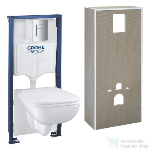 Grohe SOLIDO falra szerelhető WC szett, Start Edge wc és soft close ülőkével, Grohe Even króm nyomólappal 36532000