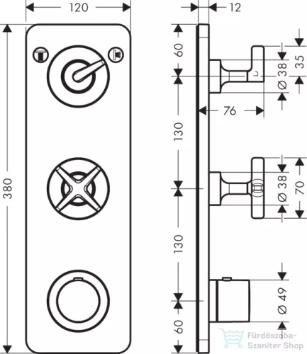 Hansgrohe AXOR Citterio E falsík alatti termosztátos kád/zuhany csaptelep,szálcsiszolt bronz 36703140
