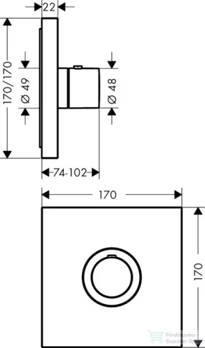 Hansgrohe Axor ShowerSelect Square falsík alatti highflow termosztátos csaptelep 36718000
