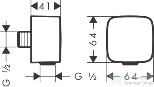 Hansgrohe AXOR ShowerSolutions Softsquare gégecső csatlakozó,matt fekete 36731670