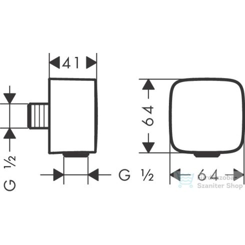 Hansgrohe AXOR ShowerSolutions Softsquare gégecső csatlakozó,polírozott arany hatású 36731990