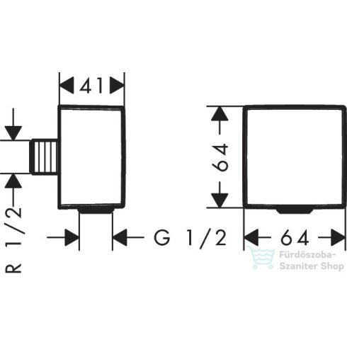 Hansgrohe AXOR ShowerSolutions szögletes gégecső csatlakozó,szálcsiszolt nikkel 36732820