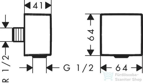 Hansgrohe AXOR ShowerSolutions szögletes gégecső csatlakozó,szálcsiszolt nikkel 36732820